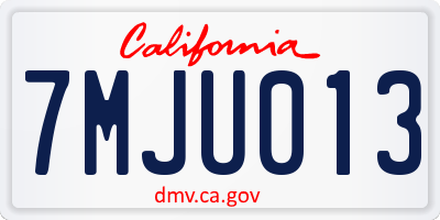 CA license plate 7MJU013
