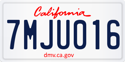 CA license plate 7MJU016