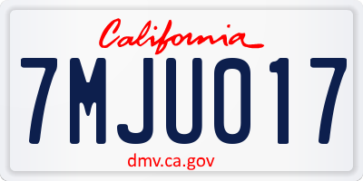CA license plate 7MJU017