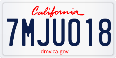 CA license plate 7MJU018
