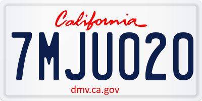 CA license plate 7MJU020