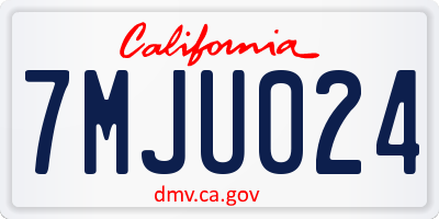 CA license plate 7MJU024
