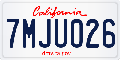 CA license plate 7MJU026