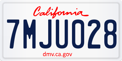 CA license plate 7MJU028