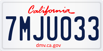 CA license plate 7MJU033