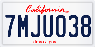 CA license plate 7MJU038