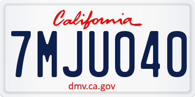 CA license plate 7MJU040
