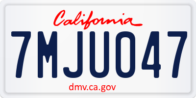 CA license plate 7MJU047