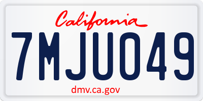 CA license plate 7MJU049