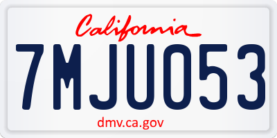 CA license plate 7MJU053