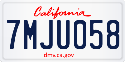 CA license plate 7MJU058
