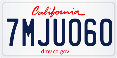 CA license plate 7MJU060