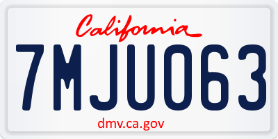 CA license plate 7MJU063