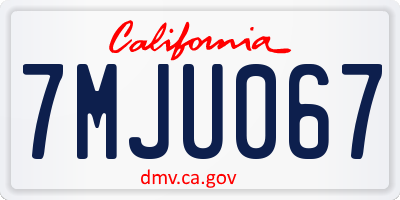 CA license plate 7MJU067