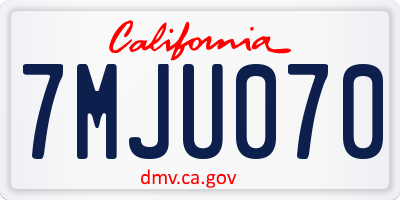 CA license plate 7MJU070