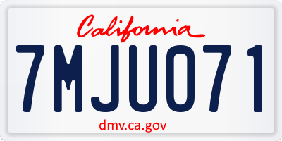 CA license plate 7MJU071