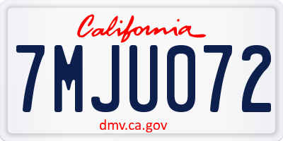 CA license plate 7MJU072