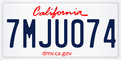 CA license plate 7MJU074