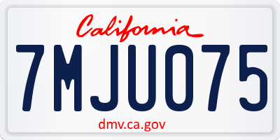 CA license plate 7MJU075