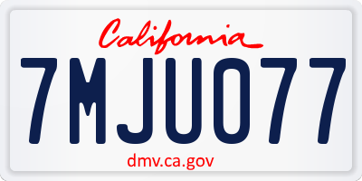 CA license plate 7MJU077