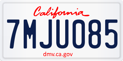 CA license plate 7MJU085