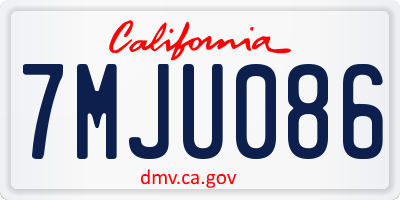 CA license plate 7MJU086