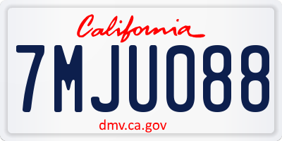 CA license plate 7MJU088
