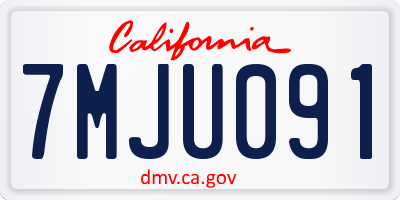CA license plate 7MJU091