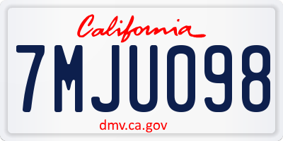 CA license plate 7MJU098