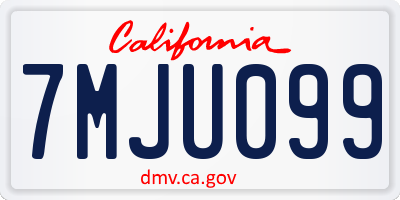CA license plate 7MJU099