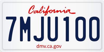 CA license plate 7MJU100