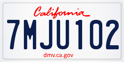 CA license plate 7MJU102