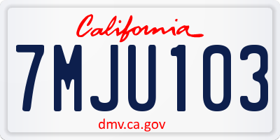 CA license plate 7MJU103