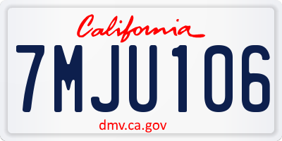 CA license plate 7MJU106