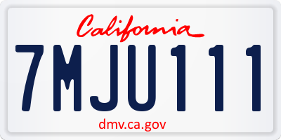 CA license plate 7MJU111