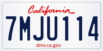 CA license plate 7MJU114