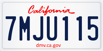 CA license plate 7MJU115