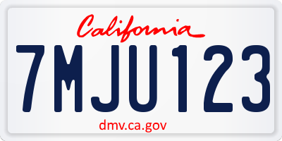 CA license plate 7MJU123