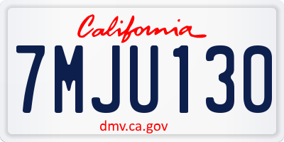 CA license plate 7MJU130