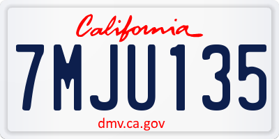 CA license plate 7MJU135