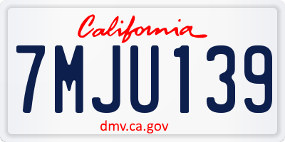 CA license plate 7MJU139