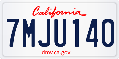 CA license plate 7MJU140