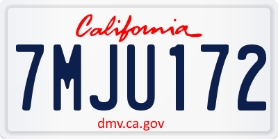 CA license plate 7MJU172