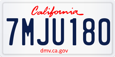 CA license plate 7MJU180