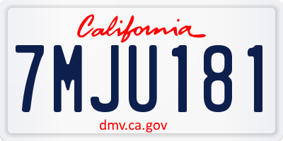 CA license plate 7MJU181