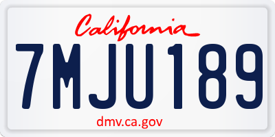 CA license plate 7MJU189