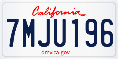 CA license plate 7MJU196