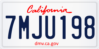 CA license plate 7MJU198