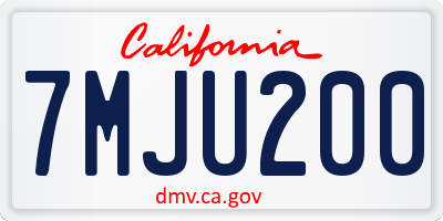 CA license plate 7MJU200