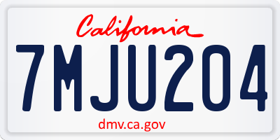CA license plate 7MJU204
